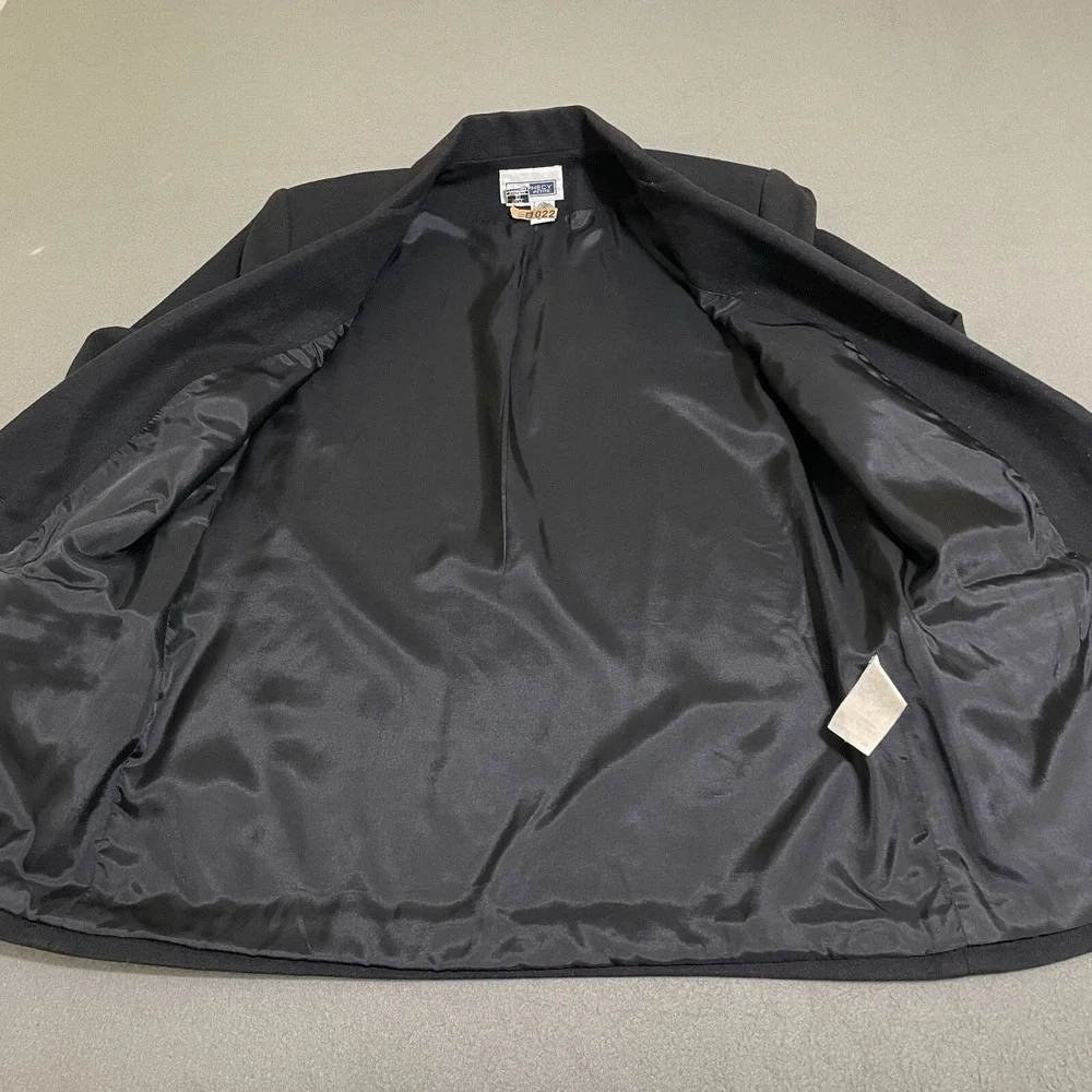 Vintage‎ Women's Blazer Jacket Sz 10 Black 100% Pure Wool Classic 90s Coat Peppy